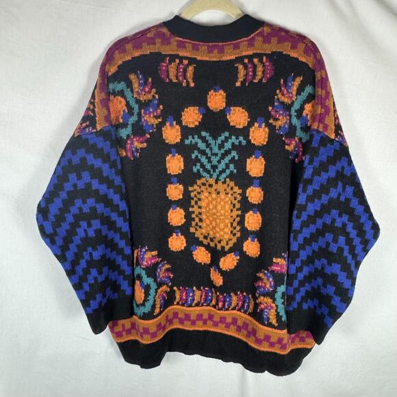 Farm Rio Pineapple Scarf Oversized Button Up Cardigan Sweater Sz XL - Picture 9 of 13